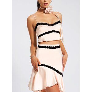 Victoria Beige Satin Skirt